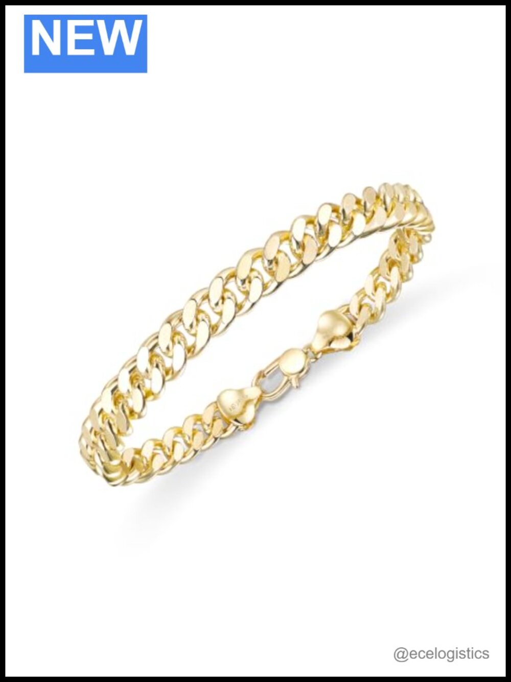 14K Gold Filled Cuban Chain Bracelet Link 8mm Diamond Cut 8in